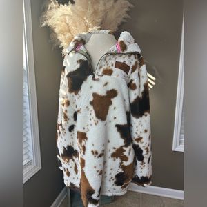 Trendy cowhide sweatshirt jacket